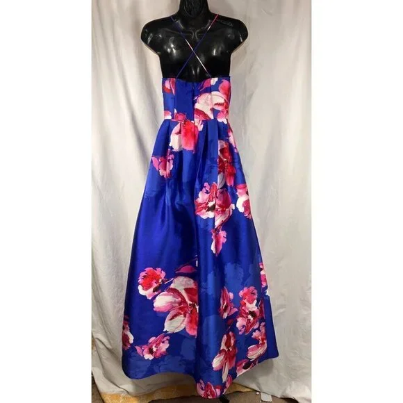 Floral Formal Dress S Strappy Bloom Ball Gown Pockets Prom Wedding Fairy Witch - Picture 8 of 14